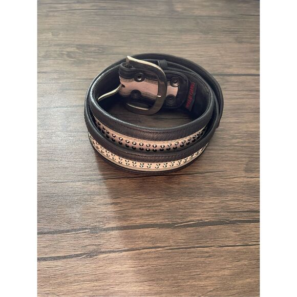 Wild Card Black Studded Soft Leather Belt Grey Festival Small - Picture 1 of 8
